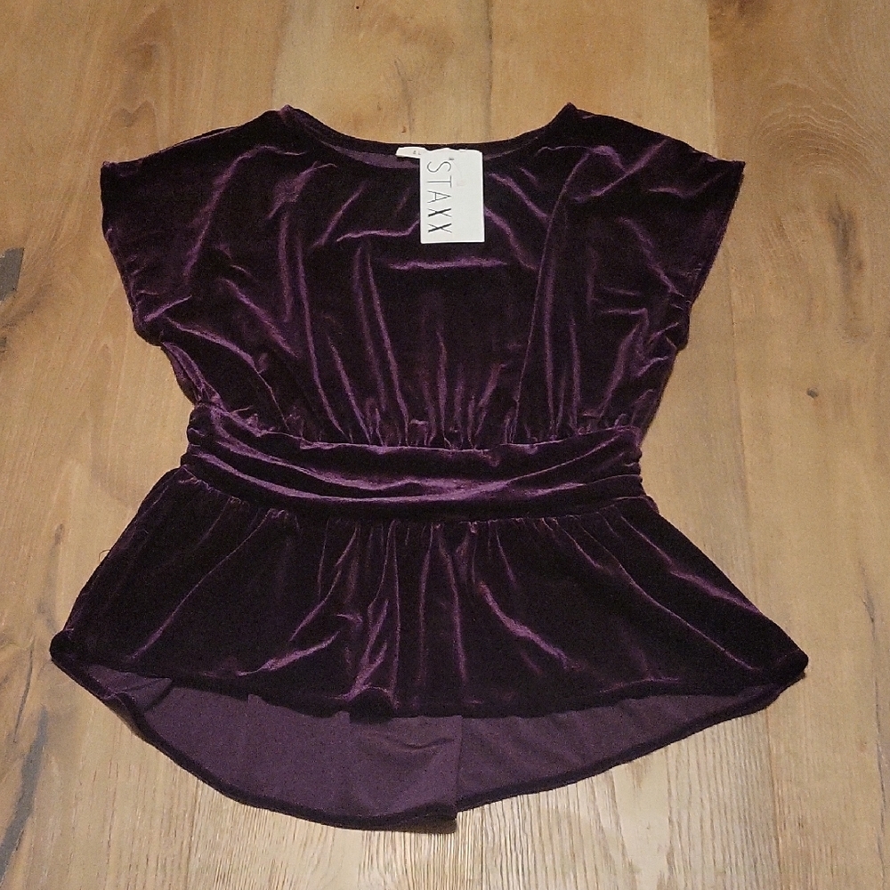 NWT Staxx Ellison Purple Velvet Top Size Small